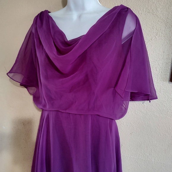 Vntg 80's Purple Chiffon Layered Polyester Prom Dress JCPENNEY Fashions Medium - Picture 11 of 13